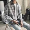 Camisa de primavera para hombre, a cuadros, moda coreana, guapo, estilo Hong Kong, tendencia informal, manga larga, abrigo japonés, una generación de cabello