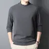 Sudadera con cremallera y cuello semi-alto de forro polar para hombre, estilo nuevo de primavera y otoño, camiseta de manga larga para hombre de mediana edad, color liso, moda casual