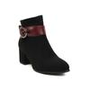 Botas curtas femininas de camurça Martin outono e inverno Nova fivela de cinto bico redondo emagrecimento salto grosso salto alto botas de tornozelo plus size e botas de tornozelo