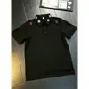 Camisa Polo de manga corta para hombre, teñido anudado negro bordado, de verano, peso pesado, cuello camisero, camiseta estilo americano holgada de media manga