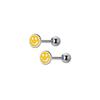 Pendientes Rotatorios de Hilo de Plata S925 Color Esmalte Gota Redondos Simples Emoji Sonriente Pendientes Pequeños de Verano M00135