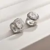 Brincos de Estilo Minimalista Transfronteiriço Quadrados Tridimensionais com Textura Escovada Cobre Banhado a Ouro Brincos Retro Únicos de Nicho Acessórios
