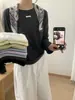 Camisa Simples de Lã com Base Estilo Japonês 6 para Mulheres, Nova Coleção de Outono, Malha Versátil Solta com Gola Redonda e Mangas Longas