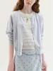 Cardigan top de tricô Fanos, estilo casual e jovem, falso duas peças, feminino, novas cores outono 2026, listrado color-block