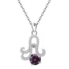 Collar Transfronterizo Europeo y Americano de Plata de Ley S925 Flor de Lirio del Amazonas Doce Piedras de Nacimiento Colgante Elegante Versátil Cadena para la Clavícula