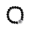 Pulsera de Plata S925 con Piedra Lunar Natural Pulsera de Ágata Obsidiana Diseño Joyería Regalo para Hombres y Mujeres Pareja Joyería de Plata