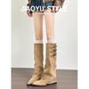 ~ Botas Calça com Bico Fino e Salto Interno para Mulheres com Fivela de Cinto Botas Brancas de Cano Alto Botas de Cavaleiro com Salto Plataforma