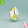 Pulsera DIY Original de Conejito de Pascua y Huevo Yinziyun con Cuentas de Plata S925 Coloridas y Vibrantes y Cuentas de Vidrio