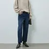 Jeans Moda Cropped Versátil Estilo Blogger Denim de Algodão com Padrão de Bambu Pesado 2026 Novo Modelo de Inverno