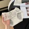 Calcinhas de Renda Ondulada em Cetim Floral Luxuoso para Mulheres, Alta Elasticidade, Forro de Algodão Respirável, Cuecas de Cintura Média Atacado