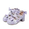 Novos Sapatos de Lona com Laço para Estudantes Sapatos Doces Femininos Sapatos Lolita de Salto Médio Grosso 29-43 Sapatos de Comércio Exterior