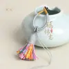 Hilo de Algodón Estilo Tíbet Borla Colorida Nudo Vajra Anillo Llavero Bolso Tejido a Mano Colgante Llavero de Coche Lanyard