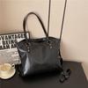 Bolso de mano de gran capacidad con textura retro simple, bolso de hombro tipo mensajero informal de color sólido a la moda 2024 para mujer