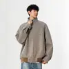 Jaqueta Masculina Nova Primavera 2025 Moda Streetwear Cool Americana High Street Chamativa Solta Madura Casaco com Gola Alta