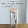 Copo de vidro simples de 730ml transparente estilo ins de camada única com canudo para suco bebida café tampa de bambu fabricantes atacado