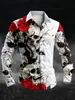Camisa Estampada de Manga Larga para Hombre de Primavera y Otoño, Moda Masculina Ajustada Ropa Masculina Transfronteriza Camisa de Manga Larga con Estampado Digital