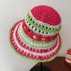 Sombrero de paja tejido con recortes y bloques de color francés para mujer, ideal para vacaciones en la playa, con protección solar y ala ancha, ideal para pescador.