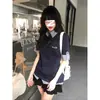 Polo Retro Americano de Manga Corta para Mujer 2026 Verano Nuevo Estilo Camiseta de Retazos a Cuadros Corte Delgado y Top Versátil