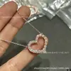 Collar de Corazón de Alta Gama para Mujer, Oro Rosa de 18 Quilates V-Gold, Mismo Estilo que Tiffany, Colgante en Forma de Corazón, Cadena para Clavícula Niche Versátil Nudo