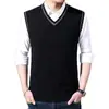 6 Chaleco de Lana Punto Cuello en V para Hombre Otoño e Invierno Nuevo Casual Cálido Tejido de Lana Camiseta Base Versátil