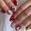 Arte de unhas da moda, best-seller transfronteiriça, apresentando design de estampa de vaca, color blocking vermelho e branco, padrões de estrelas e olho de gato, e pontas de unha de alta qualidade, puras e elegantes