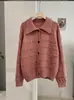 KEKEZOON Suéter Retro con Solapa Hueca para Mujer 2026 Otoño Invierno Estilo Perezoso Manga Larga Cardigan de Punto Ropa Exterior 9297