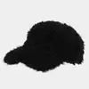 Gorra de béisbol de felpa tipo oso para otoño e invierno para mujer, estilo coreano, adelgazante, gorra de pico de lana de cordero, engrosada para abrigar, sombrero para uso en exteriores