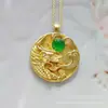 Pingente Cravejado de Calcedônia Verde Gelo Alto Estilo Casal Ágata Dourada Antiga Pingente Cravejado com Diamante Jade Buda Maitreya Venda Quente Transmissão ao Vivo