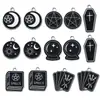 Mistura 7 Estilo Escuro Gotejamento de Óleo Preto Branco Fundo K Estrela de Cinco Pontas Lua Bola de Cristal Pingente de Cartão Acessórios para Joias DIY