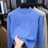 Suéter Masculino Grosso Gola Alta Cruzado 2026 Outono/Inverno Novo Manga Longa Camada Base Casual Cor Sólida Malha Suéter Masculino