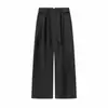 Pantalones Casuales Retro Americanos de Cintura Plisada Sueltos de Pierna Ancha Pierna de Tijera para Viaje Adelgazantes Versátiles de Pierna Recta con Caída
