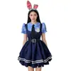Fantasia de Halloween Zootopia Adulto Masculino Crianças Feminino Família Judy Coelho Policial Cosplay Traje Conjunto Completo