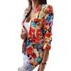 2023 nuevo comercio exterior transfronterizo Amazon abrigo de primavera estampado colorido traje pequeño manga larga ropa para mujer
