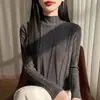 Suéter para mujer de AliExpress transfronterizo, tejido de punto para mujer con cuello semi-alto, nuevo suéter básico de invierno de moda estilo coreano