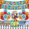 Decoração de festa de fazenda de dinossauros, bandeira de puxar, bolo, cartão, inserção, festa de aniversário infantil, terno de balão