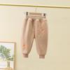 Pantalones con forro polar para niños, pantalones largos con farol de polar de grano dorado para bebés, ropa de invierno gruesa, otoño e invierno, cálidos para niñas bebés