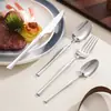 Juego de Cubiertos de Acero Inoxidable para Mesa Estilo Occidental, Tenedor y Cuchara, con Alto Valor Estético, Diseño Retro de Lujo y Forma de Cintura Delgada
