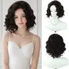 Pelucas transfronterizas: Pelucas de pelo sintético rizado ondulado corto con raya en medio color burdeos para mujeres europeas y americanas, venta al por mayor desde el fabricante