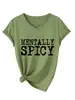T-shirt Feminina Fashion e Única com Decote V e Manga Curta Mentally Spicy Amazon eBay Loja Independente para Exportação