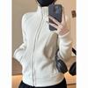 Chamarra Sudadera de Terciopelo Austriaco para Mujer Otoño e Invierno Forrada de Felpa y Engrosada Cuello Alto con Cárdigan de Fondo Top de Felpa Delgado Grueso