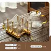 Taza de té pequeña de vidrio para uso doméstico, Juego de té Kung Fu con asa, Taza pequeña para degustación de té y té de la tarde