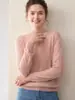 Suéter de Cashmere Feminino Outono e Inverno Novo Estilo Gola Meia Alta Macio e Fofo Base de Lã Roupa Íntima Malha Casual Solta