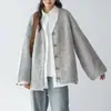 Comércio Exterior Outono/Inverno 2026 Novo Cardigã Suéter Gola V Estilo College para Mulheres, Versátil Plus Size, Casaco de Tricô Solto e Casual