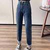 Pantalones vaqueros para mujer, primavera y otoño, nuevos, de talla grande, cintura alta, adelgazantes, sueltos, elásticos, pantalones harén, figura en forma de pera, pantalones de papá a la moda.