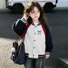 Chaqueta de béisbol estilo coreano para niñas, nueva chaqueta de moda primavera y otoño para niñas mayores, top infantil elegante y de corte holgado, venta al por mayor