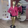 Moda Feminina Transfronteiriça Europeia e Americana Verão 2026 Novo Estilo Elegante Casual Versátil Listrado Solto Manga Longa Camisa Top