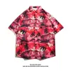 Camisa de Seda de Hielo Hawaiana para Hombre Camisa de Manga Corta de Moda para Hombre Camisa Floral de Playa de Verano Chaqueta Holgada para Pareja