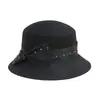 Rongmei 2026 Nuevo Sombrero Clásico Hepburn Transfronterizo con Ala Curva, Sombrero de Mezcla de Seda y Lana, Elegante Sombrero de Estilo Francés