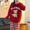 [Empaquetado] Varios estilos de pijamas de forro polar de coral para mujer, cálidos y gruesos para otoño e invierno, con lindos diseños de dibujos animados, adecuados para usar en casa o como ropa exterior
