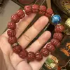 Pulido a Máquina Popular Estilo Vajra Bodhi Pulsera con Pátina Natural, Semillas de Bodhi Rojas como Jade de Tamaño Grande, Coleccionable para Hombres al por Mayor